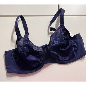 Elomi Bra 38DD Cate Underwire Blue Adjustable Curvy Plus